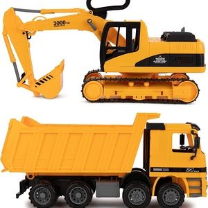 Excavator & Dump Truck Toy for Kids (Set of 2) – Moveable Claw & Lifting Back